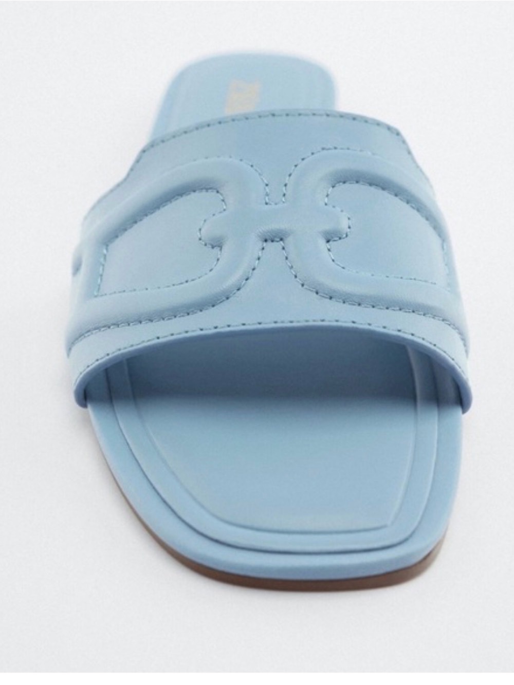 Zara Sky Blue Leather Textured Sandals Size: 38